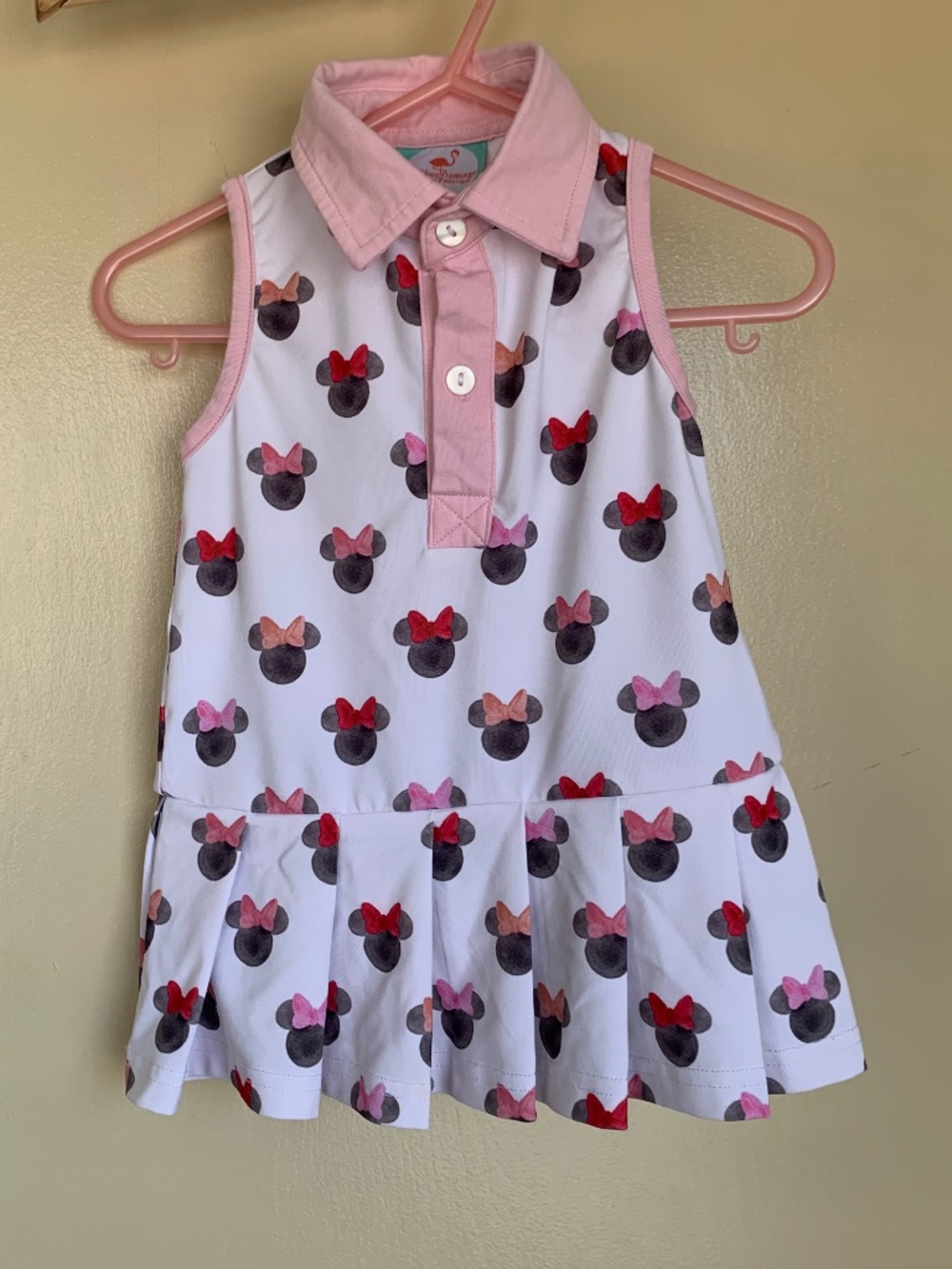 Smocked Flamingo Boutique Mouse Watercolor Tennis Dress Baby Girl 12m Travel